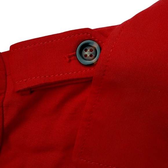 Ann Taylor Red Short Trench Jacket Blazer Size Medium Petite Bold Color Jacket - Picture 2 of 7